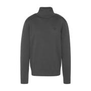 Katoenen Geborduurde Turtleneck Trui Schott NYC , Gray , Heren