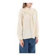 Overhemd met kanten afwerking en pofmouwen See by Chloé , Beige , Dame...