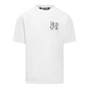 Monogram Logo Crew Neck T-Shirt Palm Angels , White , Heren