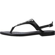 Comfortabele platte sandalen voor vrouwen Geox , Black , Dames