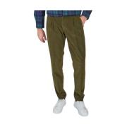 Donkergroene Geplooide Corduroy Broek Incotex , Green , Heren