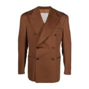 Tobacco Brown Dubbelbreasted Blazer Giuliva Heritage , Brown , Heren