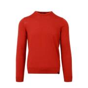 Roodbruine Wol Crew-Neck Sweater Fay , Brown , Heren