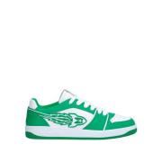 Leren Sneakers met Ster Patch Logo Enterprise Japan , Green , Dames