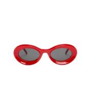Rode ovale dameszonnebril met grijze lenzen Loewe , Red , Dames