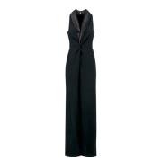 Zwarte mouwloze jumpsuit met sjaalkraag Ralph Lauren , Black , Dames