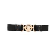 Zwart elastisch riem met Medusa hoofdplaatje Versace , Black , Dames