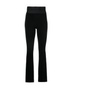 Zwarte Bootcut Broek met Logo Elastische Tailleband Alexander Wang , B...