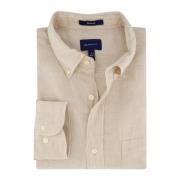 Casual Beige Linnen Overhemd Gant , Beige , Heren