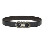 Zwart/Zilver Designer Riem Salvatore Ferragamo , Black , Heren