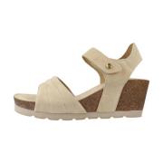 Wig Sandalen met Plakband Panama Jack , Beige , Dames