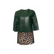 Voldoende leerjack met luipaardponyskin Celine Vintage , Green , Dames