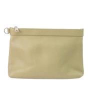 Stijlvolle tweedehands leren clutch Bottega Veneta Vintage , Beige , D...