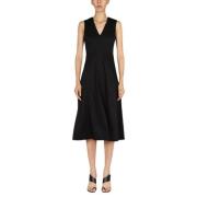 Elegante Lange Jurk met V-Hals Department Five , Black , Dames