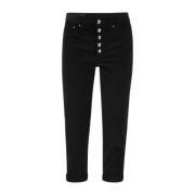 Wijde fluwelen broek Dondup , Black , Dames