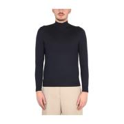 Merino Wool Choker Crew-Neck Sweater Drumohr , Blue , Heren