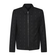 Zwarte Pin Stripes Wollen Jas Givenchy , Black , Heren