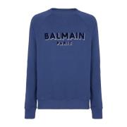 Metallic flock sweatshirt Balmain , Blue , Heren