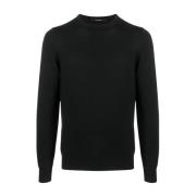 Zwarte Wol Creweck Sweater Tagliatore , Black , Heren