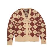 Biscuit Beige/Deep Red Gebreid Cardigan Acne Studios , Red , Dames