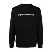 Zwart Logo-Print Crew-Neck Sweatshirt Emporio Armani , Black , Heren