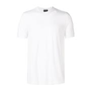 Witte Slim Fit T-shirt met Geborduurd Logo Giorgio Armani , White , He...