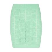 Openwork monogram gebreide rok Balmain , Green , Dames