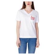 Geborduurd Logo Dames T-Shirt Love Moschino , White , Dames