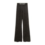 Zwarte Gebreide Broek met All Over Pailletten Palm Angels , Black , Da...