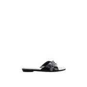 Zwarte Leren Studs Mules Balenciaga , Black , Dames