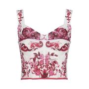 Majolica Print Bustier Top Dolce & Gabbana , Pink , Dames