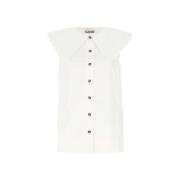 Witte Poplin Overhemd Ganni , White , Dames