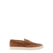 Suede Loafer met Logo Print Brunello Cucinelli , Brown , Heren