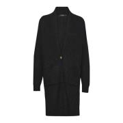 Lange Cardigan met Knoopsluiting Soaked in Luxury , Black , Dames