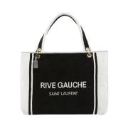 Rive Gauche Terry Cloth Tote Bag Saint Laurent , Black , Dames
