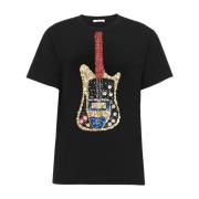 Geborduurd Sequin Gitaar T-shirt Chloé , Black , Dames