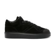 Zwarte Suède Logo Sneakers Doucal's , Black , Heren