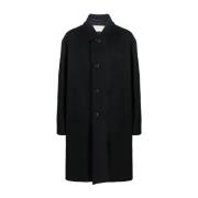 Zwarte Wol Enkellange Jas Dries Van Noten , Black , Heren