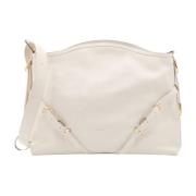 Schoudertas van gehamerd leer met logo Givenchy , White , Dames