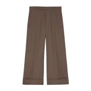 Bruine Wijde Broek van Wol Gucci , Brown , Heren