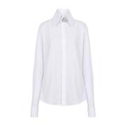 Witte Juweelversierde Katoenen Overhemd Balmain , White , Dames