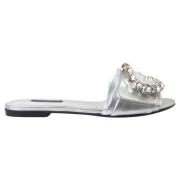 Kristallen Slides Platte Schoenen Dolce & Gabbana , Gray , Dames