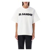 Comfortabel Oversized T-Shirt met JIL Sander Lettering Jil Sander , Wh...