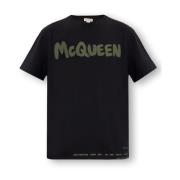 T-shirt met logo Alexander McQueen , Black , Heren