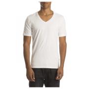 Benzine T-shirt stretch V-Hals WIT (2P) Petrol , White , Heren