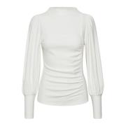 Egret Pofmouw Blouse Gestuz , White , Dames