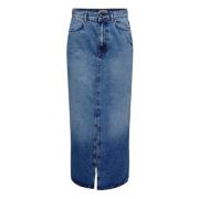 Lange Denim Rok voor Vrouwen Only , Blue , Dames