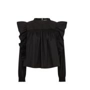 Zwarte Katoenen Frill Blouse Co'Couture , Black , Dames
