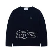 Heren Gebreide Trui met Lacoste Logo Comme des Garçons , Black , Heren