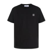 T-shirt met logo patch Stone Island , Black , Heren